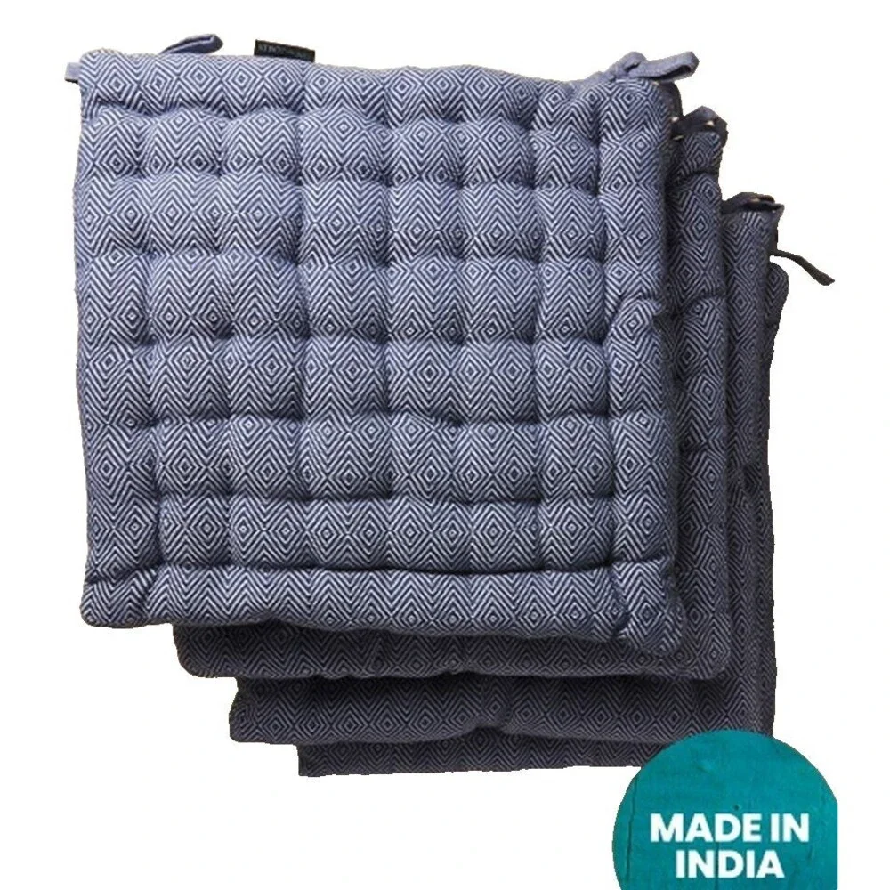 4Reversible Tufted Cushion Chair Pads w/ties(18x18